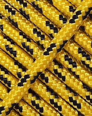 Corda tamburo djembè rinforzata 5 mm Giallo girasole / Nero 20 m