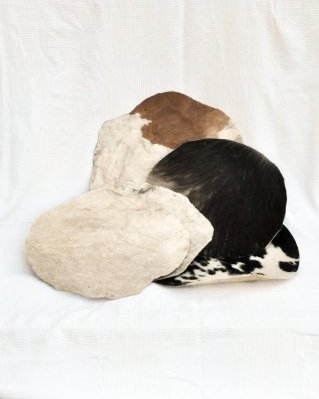 Pacchetto 5 pelli di bovini tamburo djembè con pelo declassate S